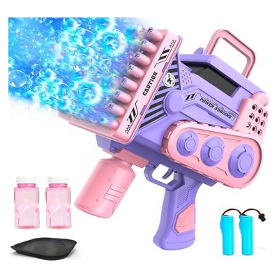Zerhunt Bubble Gun with Light Bubble Solution-Pink