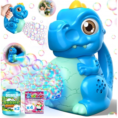 Dinosaur Bubble Blower Toy for Kids: T-Rex Design 15000+ Bubbles/Min(Blue-gray)