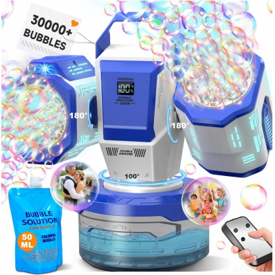 Rechargeable Bubble Machine with Remote Control: 30,000 Bubbles/Min(Blue)