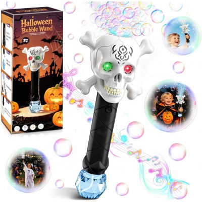 Zerhunt Skull Bubble Wand for Kids: 1-Sec Halloween Excitement (Black)